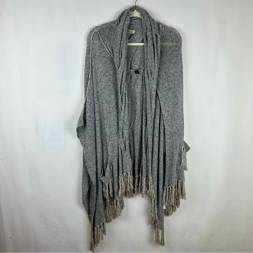 Reac Japanese Silk Fringe Poncho • One Size • Minimalist Boho Layering